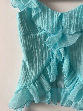 Peppermayo Dylan Off Shoulder Top Turquoise - XXS - Ruffle Sheer Y2K Vacation